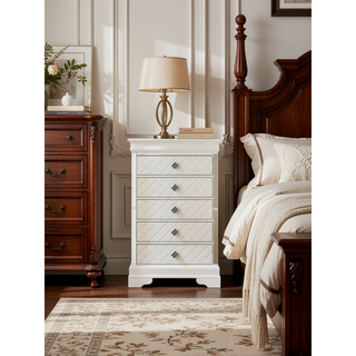 Sunvega Sophisticated Silver Champagne Transitional Nightstand with Two Drawers for Storage