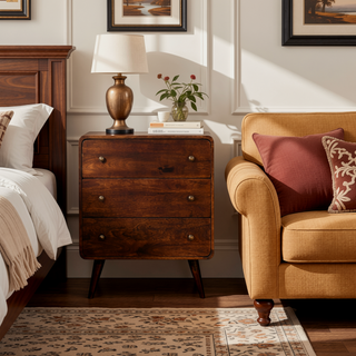 Sunvega Curved California Walnut Chest with Nordic Legs and 3 Drawers