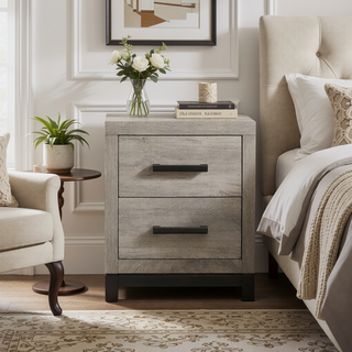 Sunvega Gray Finish 7-Drawer Dresser with Metal Bar Hardware for Bedroom