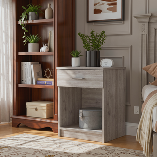Sunvega Pictor Nightstand with One Drawer and Lower Shelf Superior Top