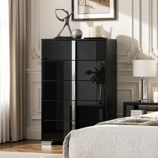 Sunvega Contemporary White Bedroom Chest with Chrome Legs and UV Finish