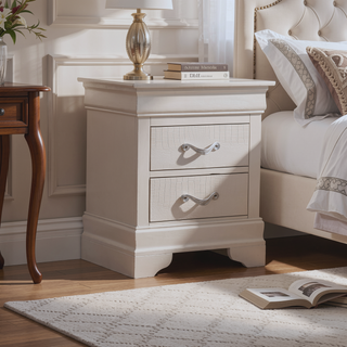 Sunvega Elegant Silver Champagne Nightstand with Two Drawers for Essential Storage