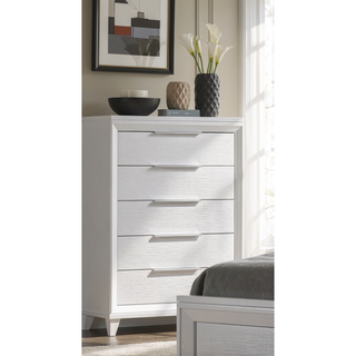Sunvega Modern White Textured Finish Nightstand with Two Storage Drawers