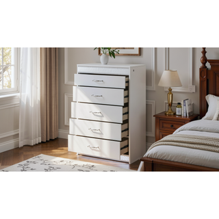 Sunvega Glam Modern Style White Wood Chest with Crystal Accents and LED Lighting