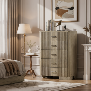 Sunvega Antique Oak Finish Transitional Rustic Nightstand with 2 Storage Drawers