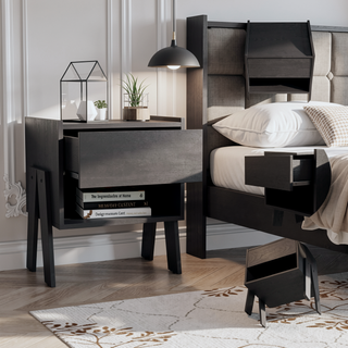 Sunvega Nightstand with One Drawer and Open Shelf for Bedroom or Living Room