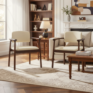 Sunvega Rubber Wood Dining Chairs with Comfortable PU Foam Seat for Home & Kitchen