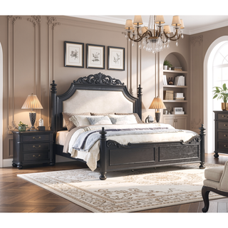 Sunvega Traditional Dark Finish Antique Metal Drawer Pull 3-Drawer Nightstand