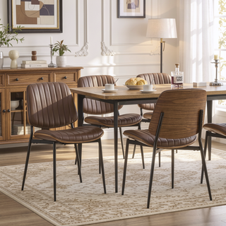 Sunvega Mid Century Modern Retro French Style Dining Chairs Set of 2 with Walnut Bentwood Back