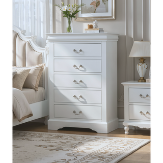Sunvega Platinum 5-Drawer Chest with Metal Handles for Generous Storage