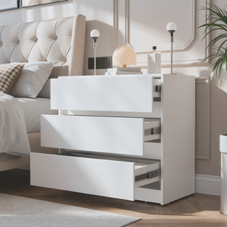 Sunvega Duncan Nightstand with Top Open Shelf and Large Drawer for Bedroom