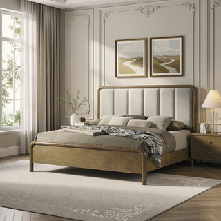 Sunvega Modern Six-Drawer Dresser with Nutmeg Wood Finish and Matte Nickel Hardware