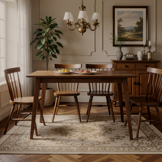 Sunvega Modern Solid Wood Rectangular Dining Kitchen Table 47 Inch Water-Resistant