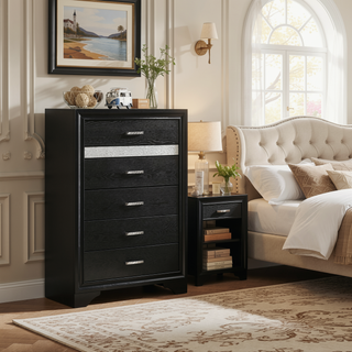 Sunvega Chic White 6-Drawer Bedroom Chest with Jewelry Drawer and Felt Lining