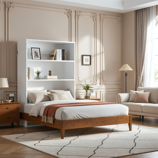 Sunvega White Wall Mounted Wood Closet System with Heavy-Duty Bracket and Modular Units
