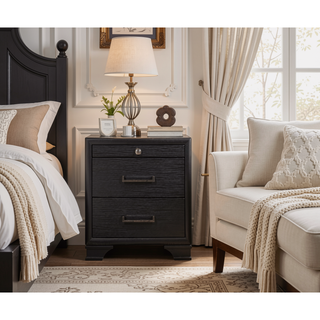 Sunvega Gray Finish Nightstand with Spacious Drawers and Acrylic Hardware