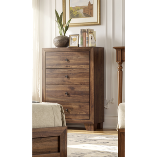 Sunvega Rustic Brown Cherry Finish Contemporary Four Drawer Storage Tall Chest