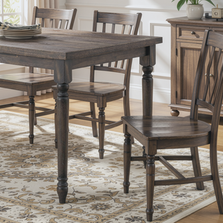 Sunvega Rectangular Weathered Grey Dining Table with Turned Legs and Fixed Top