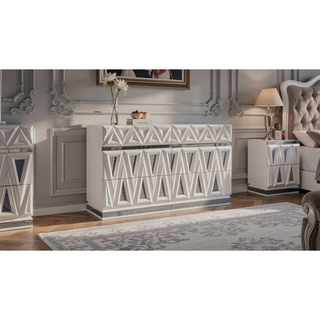 Sunvega Modern High Gloss Lacquer Dresser with Gold Crystal Accents