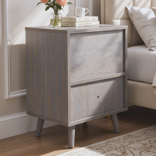 Sunvega Modern Low Foot Bedside Table with Drawer and Storage Compartment