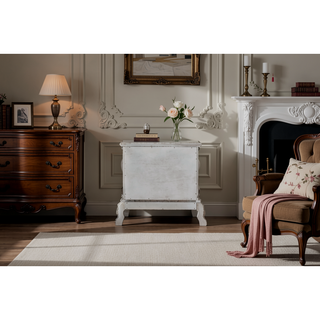Sunvega Dresden Vintage Bone White Finish Nightstand with Two Spacious Felt-Lined Drawers