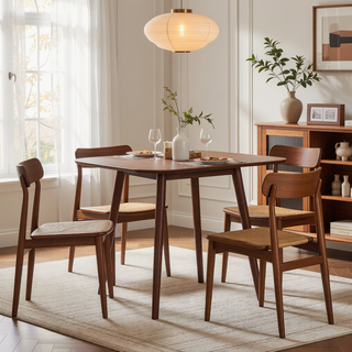 Sunvega Mid-Century Modern Faux Wood Dining Table with Tapered Splayed Legs