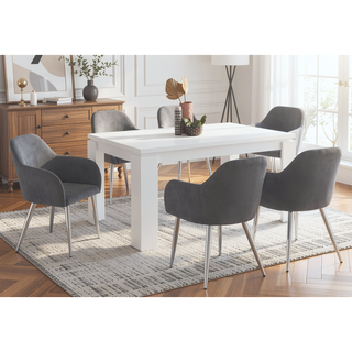 Sunvega White Laminate Wood Dining Table with Thick Block Style Legs