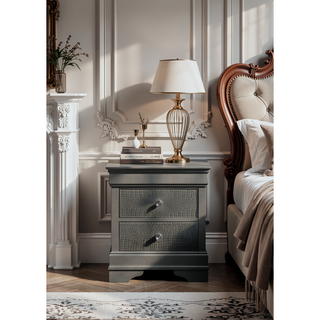 Sunvega Blaze Modern White Wood Nightstand with Two Drawers and Textured Finish