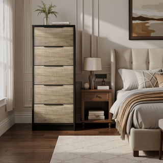 Sunvega Wengue and Light Oak 5-Drawer Rectangle Dresser with Storage