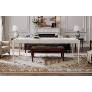 Sunvega Expandable Leg Table with Vanilla Wooden Legs and Metal Inlay