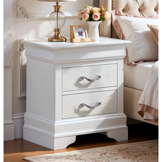 Sunvega Silver Champagne Nightstand with Two Spacious Drawers for Bedroom
