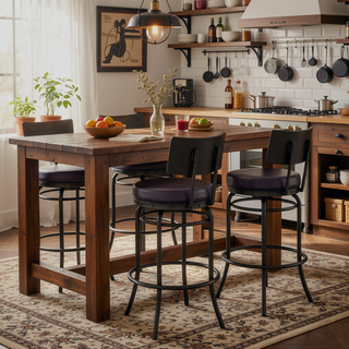 Sunvega Mocha Brown Faux Leather Swivel Bar or Counter Stool with 250lb Capacity