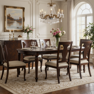 Sunvega Dark Cherry Finish Mango Veneer Wood Dining Table with Extension Leaf