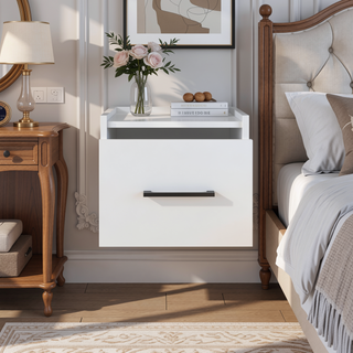 Sunvega Floating Nightstand with Handy Drawer and Surface for Bedroom Storage