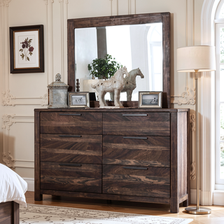 Sunvega Transitional Rustic Natural Tone Solid Wood Dresser with Felt-Lined Drawers