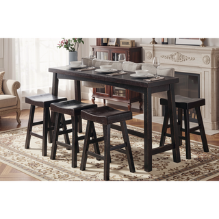 Sunvega 4-Piece Counter Height Dining Set with Table and 3 Stools in White and Coffee