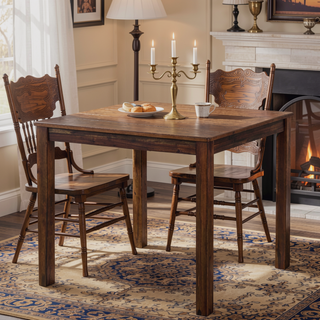 Sunvega Transitional Walnut Finish Dining Table Set with Four Slat Back Chairs