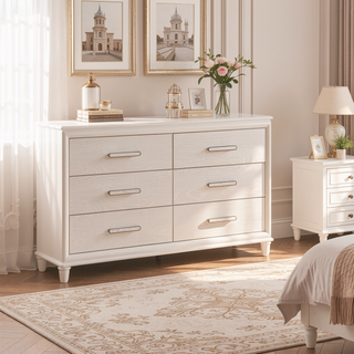 Sunvega Modern Glam Nightstand with USB Ports and Embossed Drawers Bedroom Cabinet