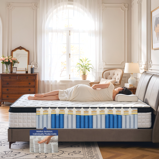 Sunvega 12 Inch Queen Size Hybrid Mattress with Memory Foam and Individually Wrapped Springs for Pressure Relief