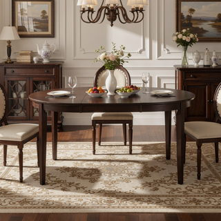 Sunvega Cappuccino Oval Dining Table with Leaf Extension and Sleek Long Legs