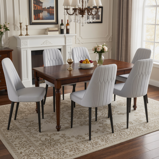 Sunvega Modern PU Leather Dining Chairs with Thick Soft Cushions and Black Metal Legs