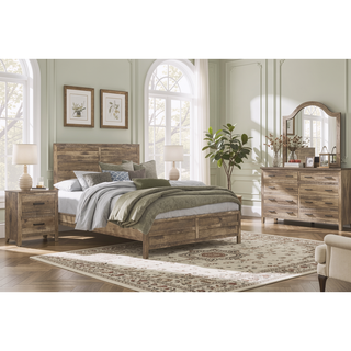 Sunvega Weathered Gray Finish 6 Drawer Dresser Faux Wood Veneer Bedroom Furniture