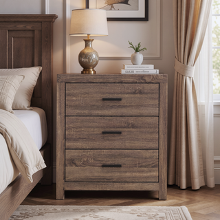 Sunvega Oak Rectangular 4-Drawer Chest with Rustic Finish and Spacious Storage