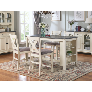Sunvega Modern Counter Height Dining Table with Storage Shelves for Kitchen Breakfast