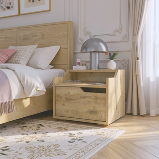 Sunvega Dark Brown Floating Nightstand with Versatile Dual-Shelf Display Design