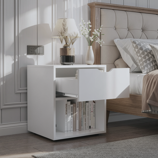 Sunvega 50x40x60 cm Nightstand End Table with Spacious Sliding Drawer