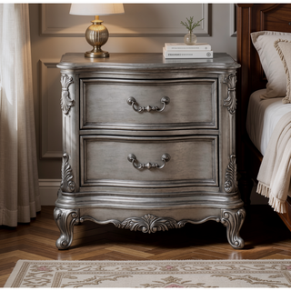 Sunvega Traditional Luxury Nightstand with 2 Drawers in Cherry Oak Finish