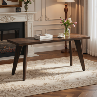Sunvega Solid Red Oak Wood Bench with Tapered Legs for Dining and Entryway