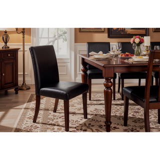 Sunvega Espresso Brown Finish Faux Marble Top Dining Table with 4 Cushioned Chairs