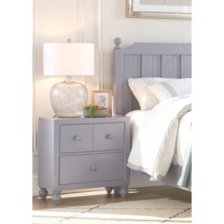 Sunvega Gray Finish Nightstand with Dovetail Drawers and Wood Knobs for Bedroom